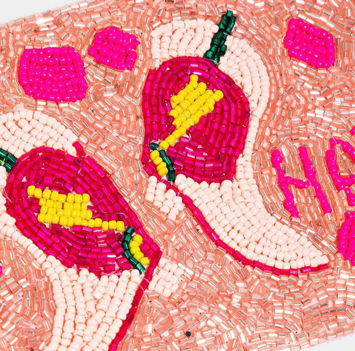 Beaded Yee Haw Coin Bag Pink and Coral Collections by Fame Accessories Pink and Coral