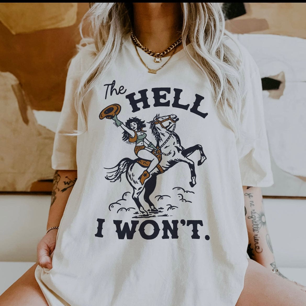 The Hell I Won't Lightweight Western Cowgirl Tee Alley & Rae Tee