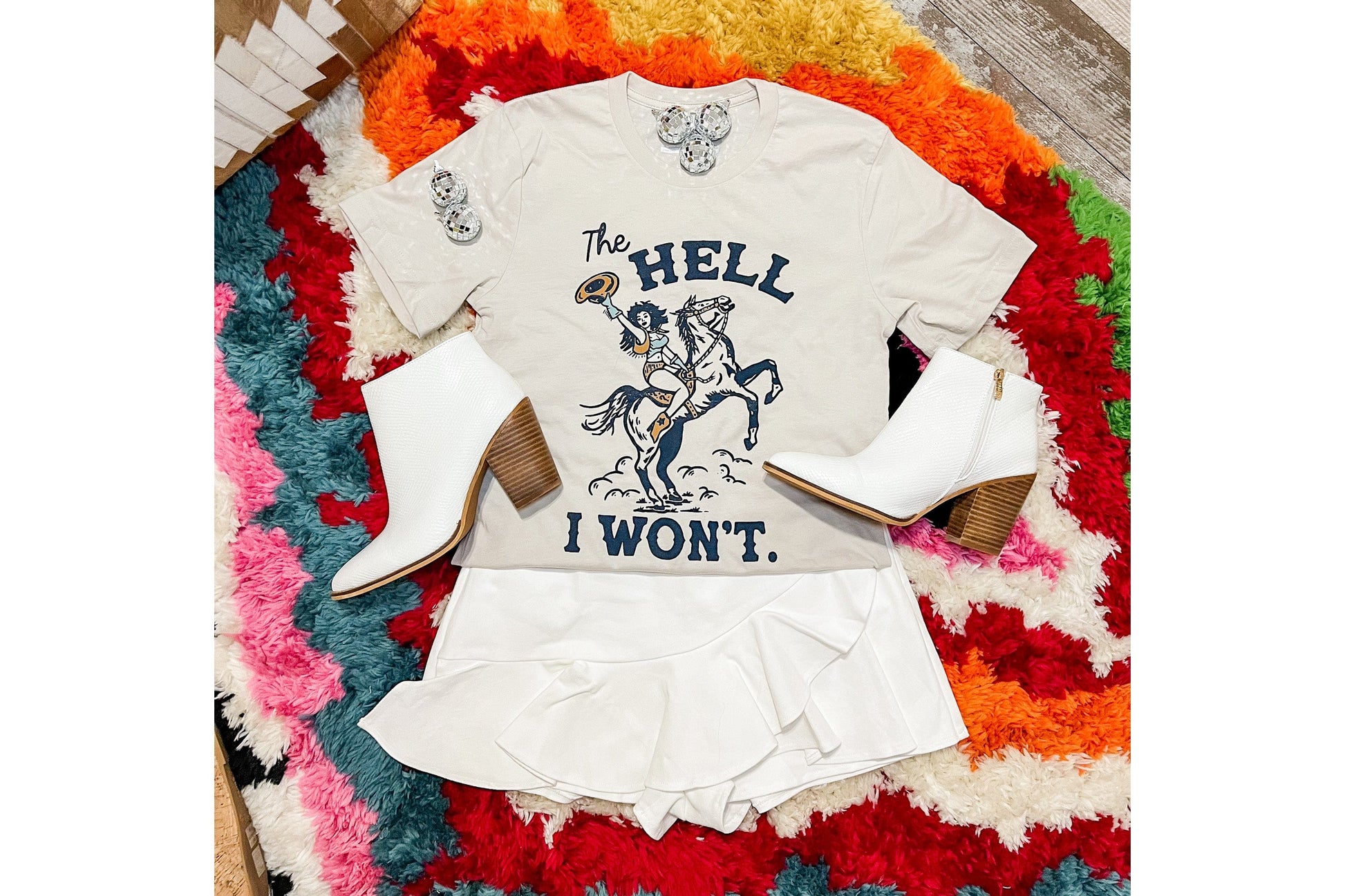 The Hell I Won't Lightweight Western Cowgirl Tee Alley & Rae Tee