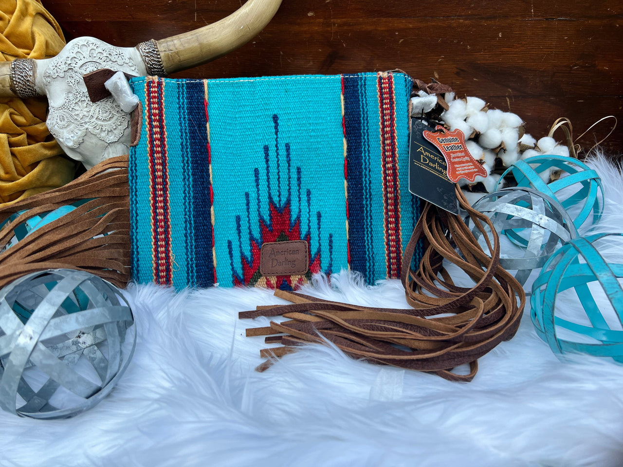 American Darling Western Saddle Blanket Bag ~ Multi Blue American Darling Bag Multi Blue