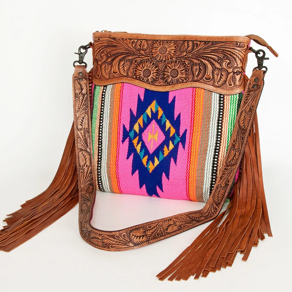 American Darling Western Large Pink Multi Saddle Blanket Bag American Darling Bag Pink Multi