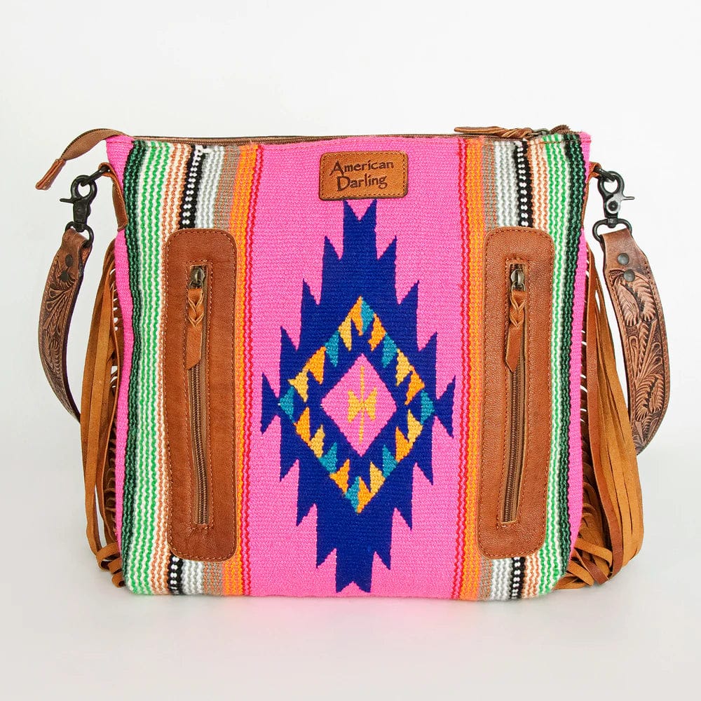 American Darling Western Large Pink Multi Saddle Blanket Bag American Darling Bag Pink Multi