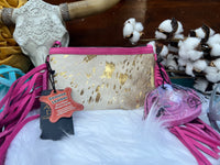 Thumbnail for American Darling Western Hair On Cowhide Crossbody Bag with Fringe ~ Pink American Darling Crossbody Multi Pink