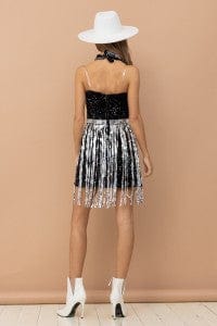 Show Stopper Sequin Mini Dress with Rhinestones ~ Black and Silver Blue B Dress