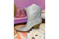 Thumbnail for Silver Rhinestone Ankle Booties CCOCCI Boots