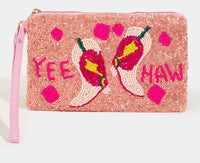 Thumbnail for Beaded Yee Haw Coin Bag Pink and Coral Collections by Fame Accessories Pink and Coral