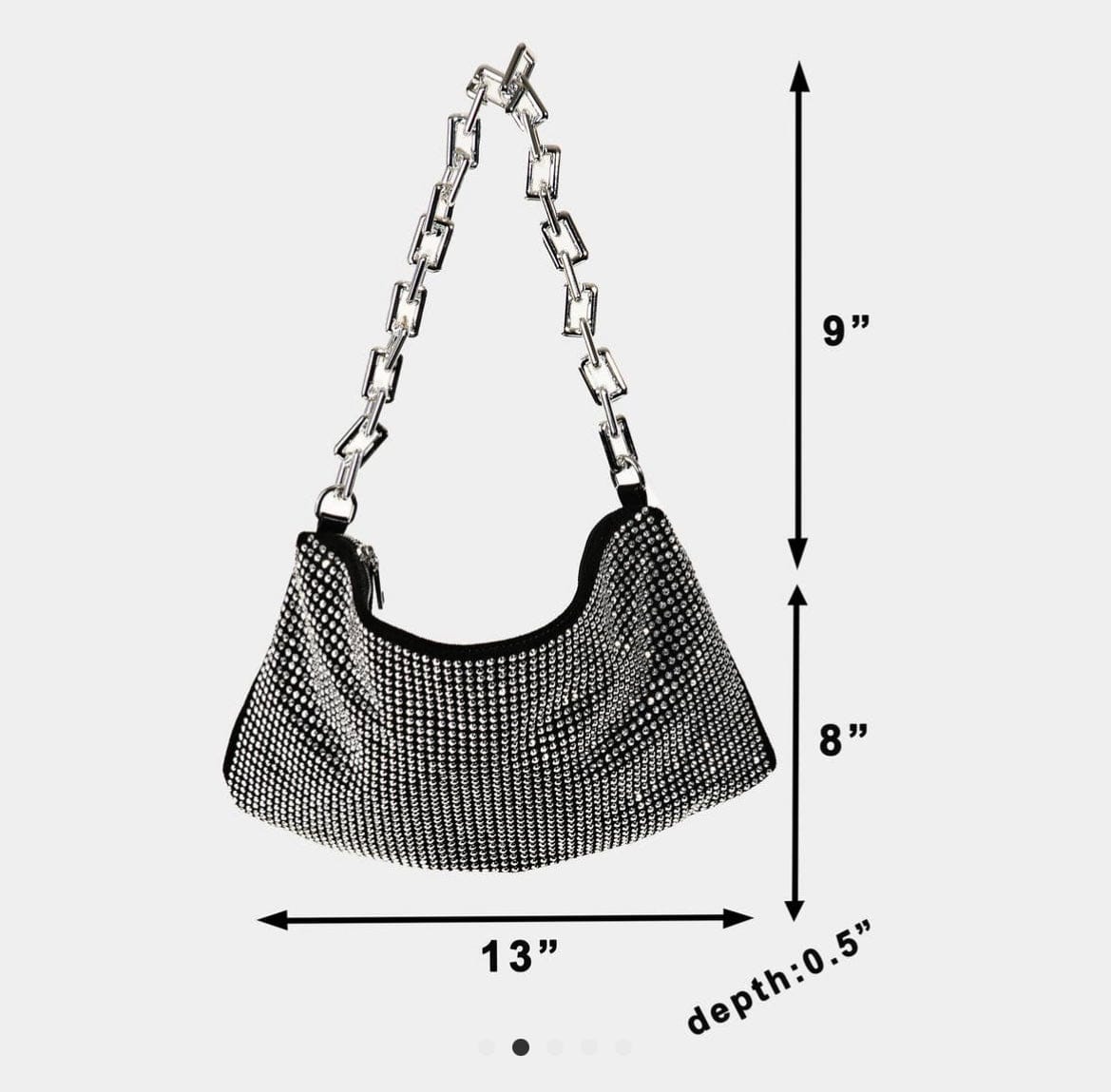 Rhinestone Studded Chain Strap Hobo Bag Collections by Fame Accessories