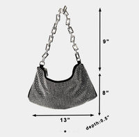 Thumbnail for Rhinestone Studded Chain Strap Hobo Bag Collections by Fame Accessories