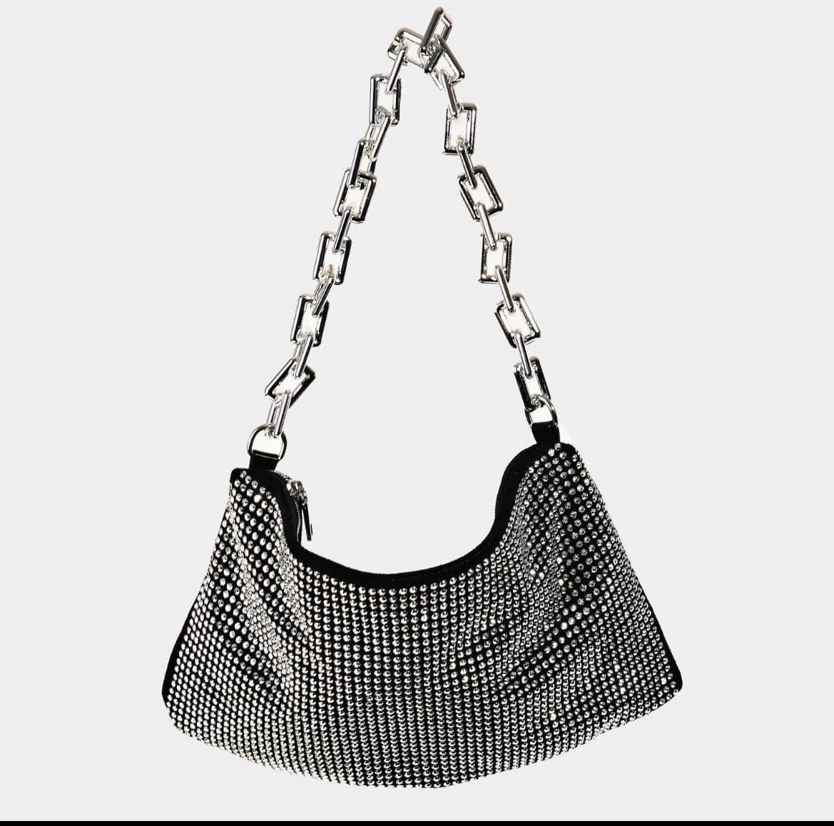 Rhinestone Studded Chain Strap Hobo Bag Collections by Fame Accessories