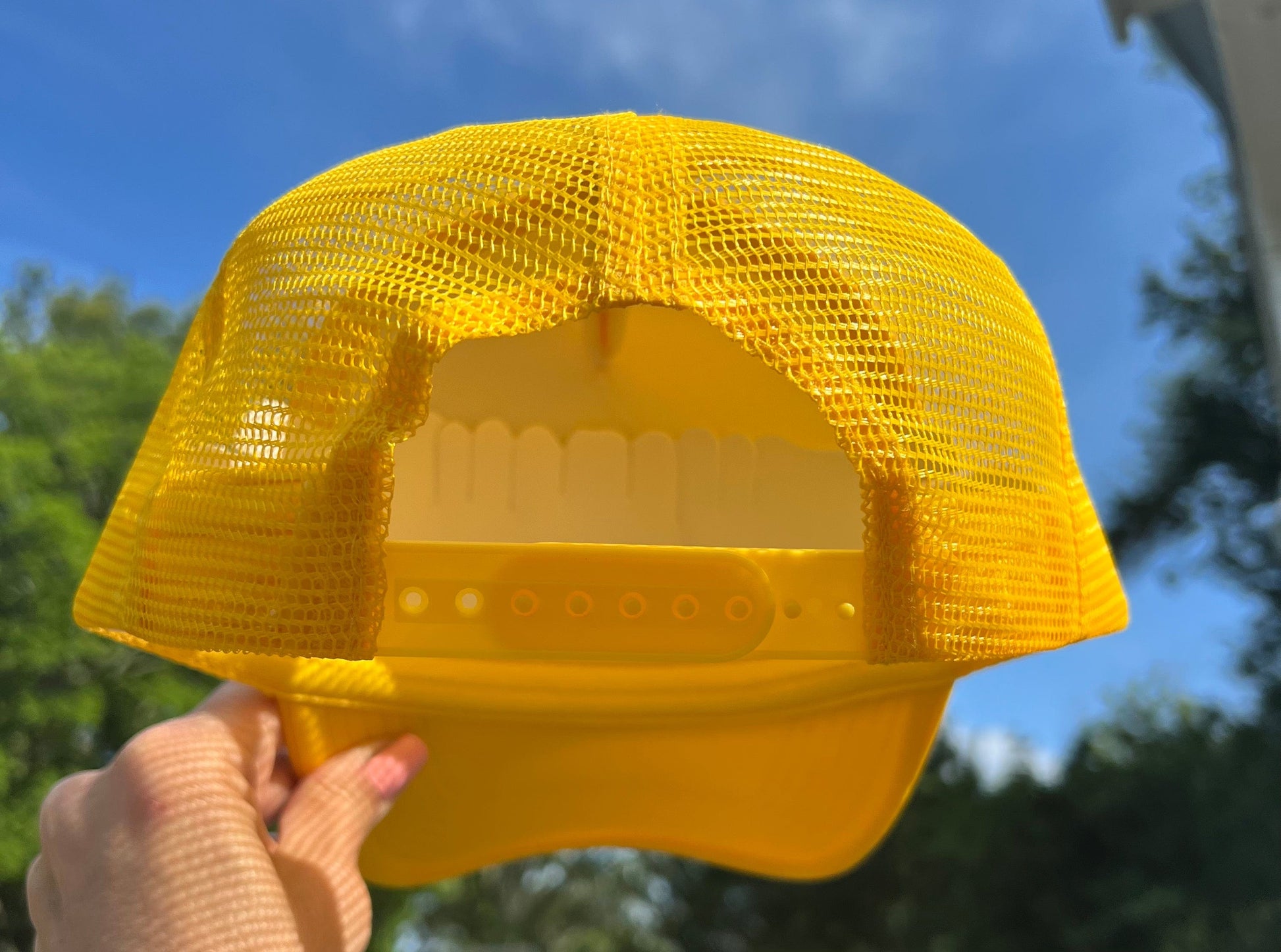 Blame It On The Veuve Highlighter Yellow Trucker Hat Collections by Fame Hat Highlighter Yellow