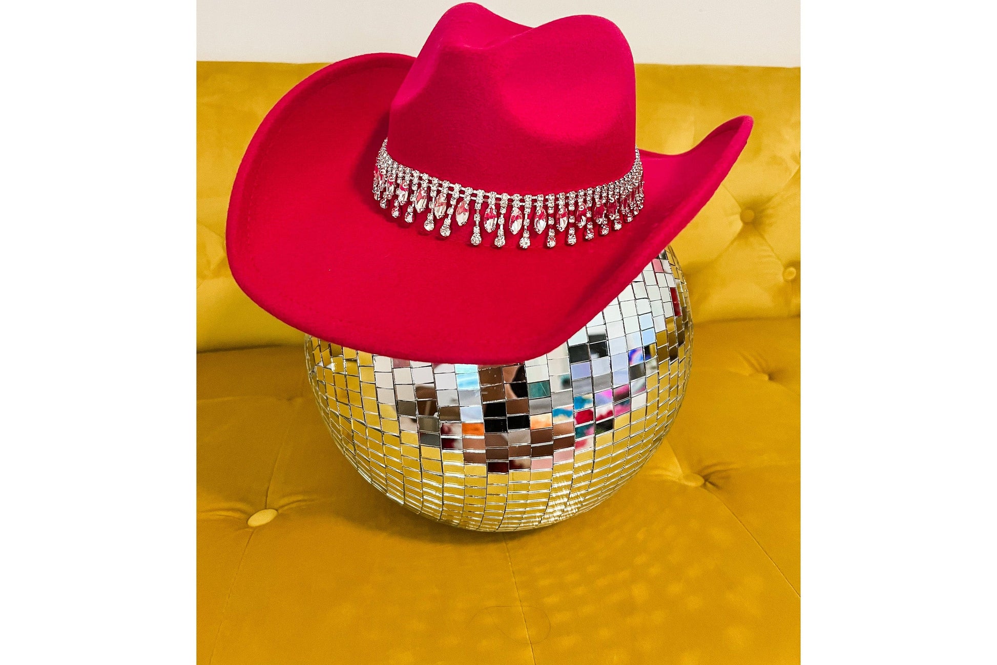 Punchy Pink Hot Pink Cowboy Hat with Rhinestones Collections by Fame Hat Hot Pink