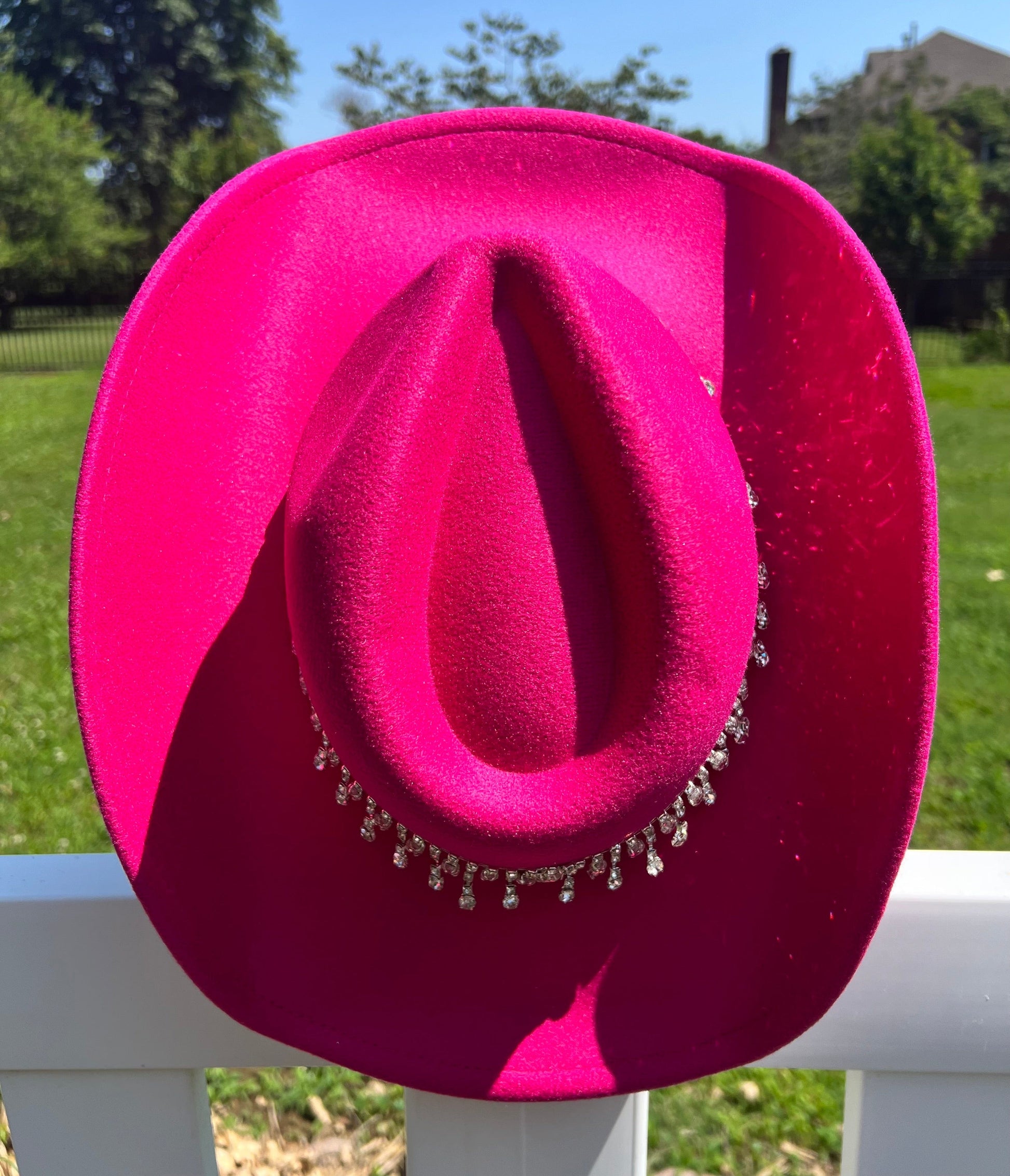 Punchy Pink Hot Pink Cowboy Hat with Rhinestones Collections by Fame Hat Hot Pink