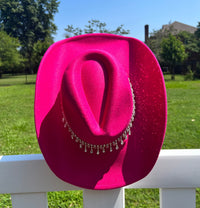 Thumbnail for Punchy Pink Hot Pink Cowboy Hat with Rhinestones Collections by Fame Hat Hot Pink