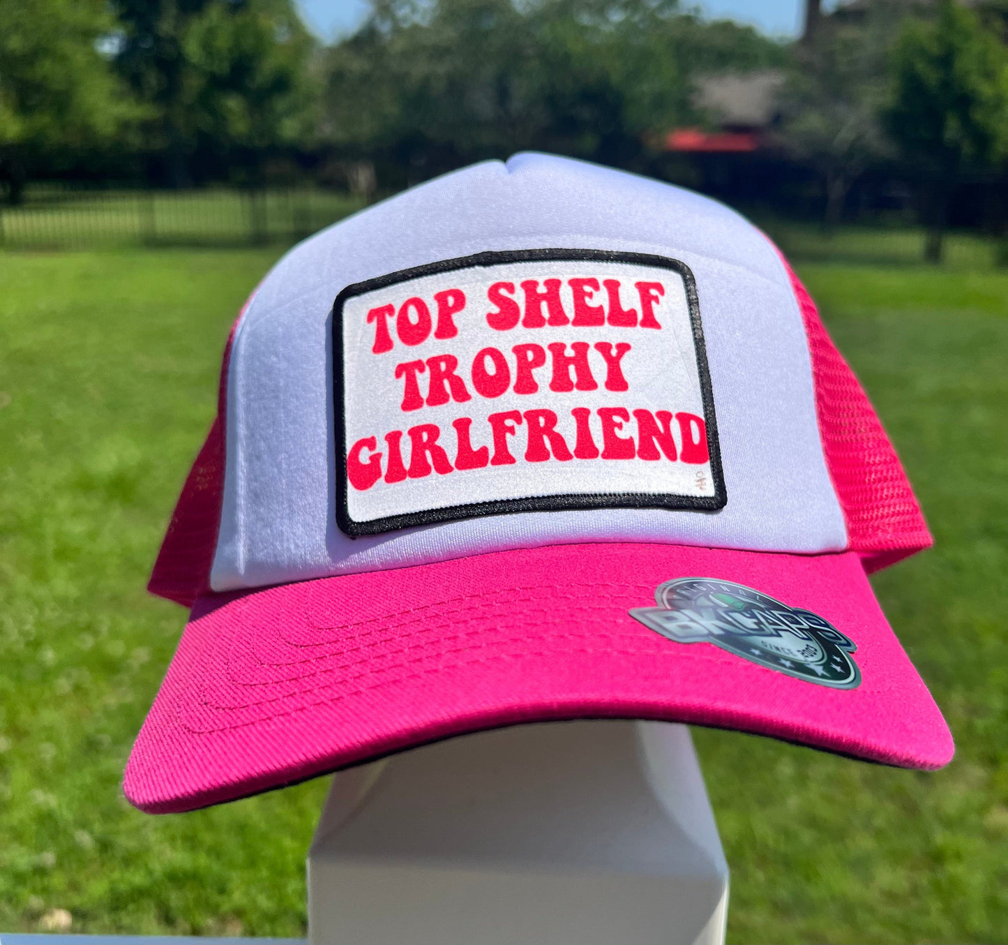 Hot Pink Trucker Hat ~ Top Shelf Trophy Girlfriend Crooked Halo Hat Hot Pink