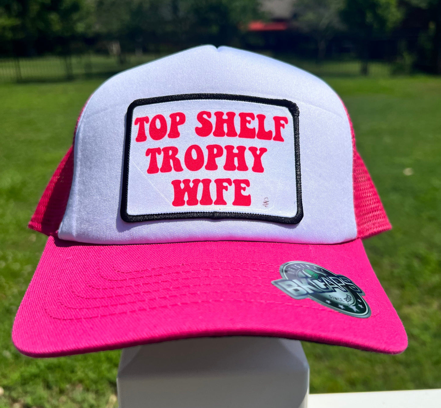 Hot Pink Trucker Hat ~ Trophy Wife Crooked Halo Hat Hot Pink