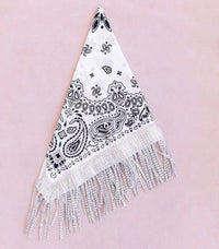 Thumbnail for Ready For The Night Rhinestone Fringe Bandana ~ White with Silver Fringe Delta Damsel Bandana White with Silver Fringe