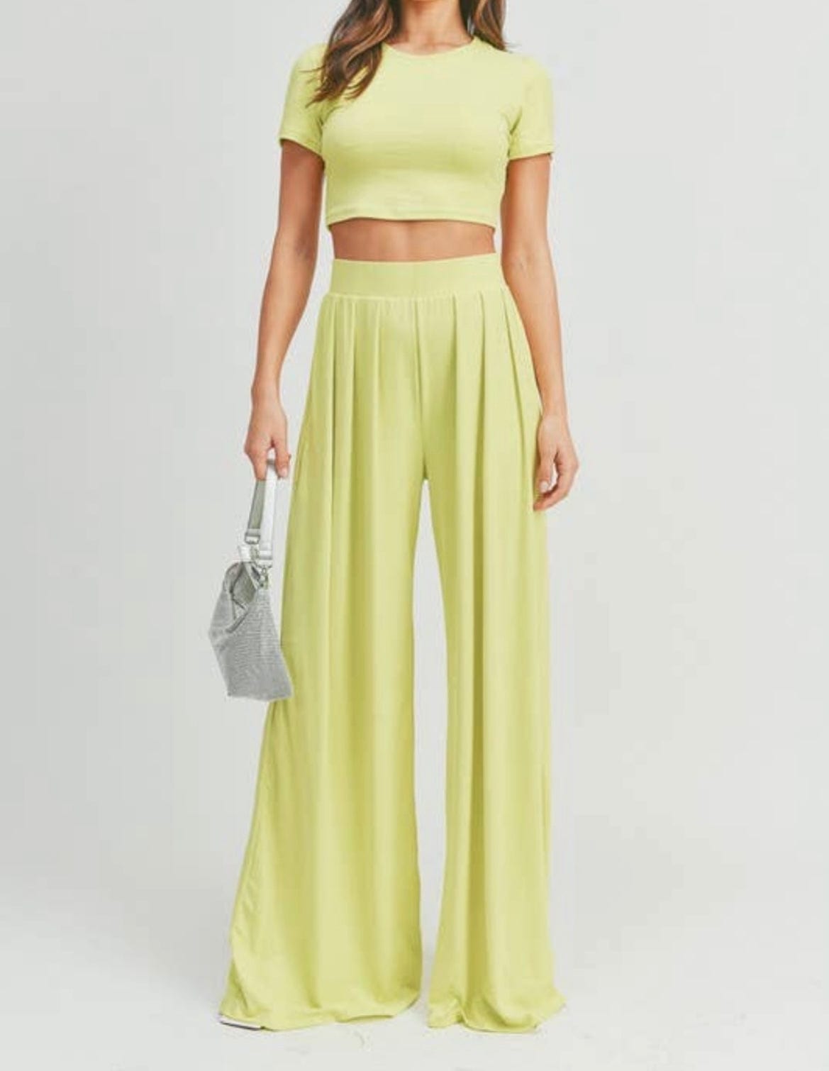 Slay All Day Crop Top and Wide Leg Palazzo Set in Citrus Faith Apparel Top/Pants Set