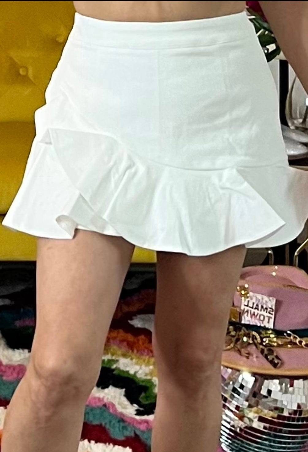 Southern Flip Skort In White with Ruffle Details FLYING TOMATO Skort