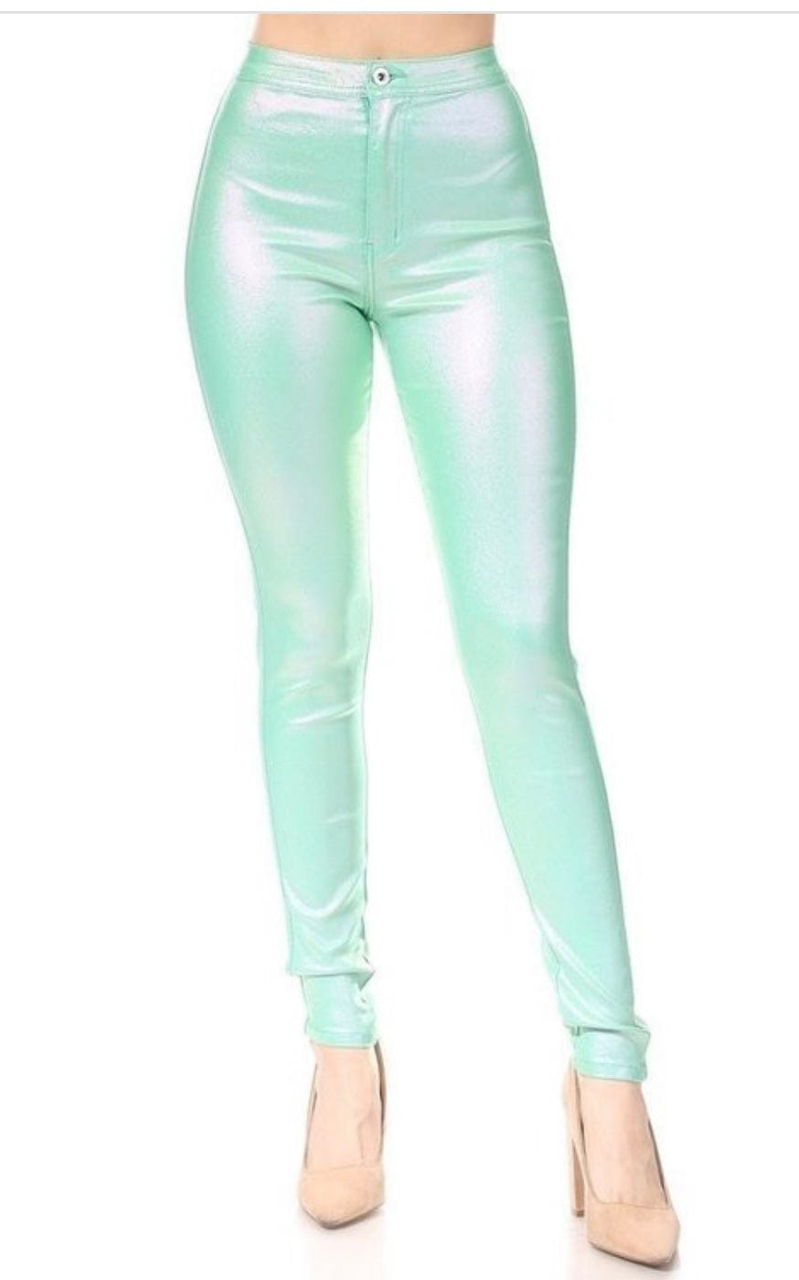 Sweet Like Candy Metallic Mint Disco Pants JC&JQ Pants Small