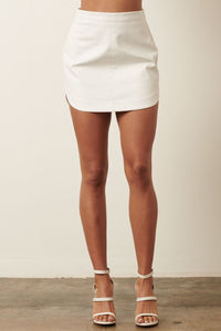 Thumbnail for Got Me Clueless Hi-Low Leather Mini Skirt ~ White Mittoshop Skirt