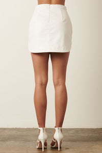 Thumbnail for Got Me Clueless Hi-Low Leather Mini Skirt ~ White Mittoshop Skirt