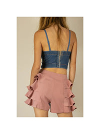 Thumbnail for Endless Love Cropped Denim Bustier with Rhinestone Detail Mulla Bustier