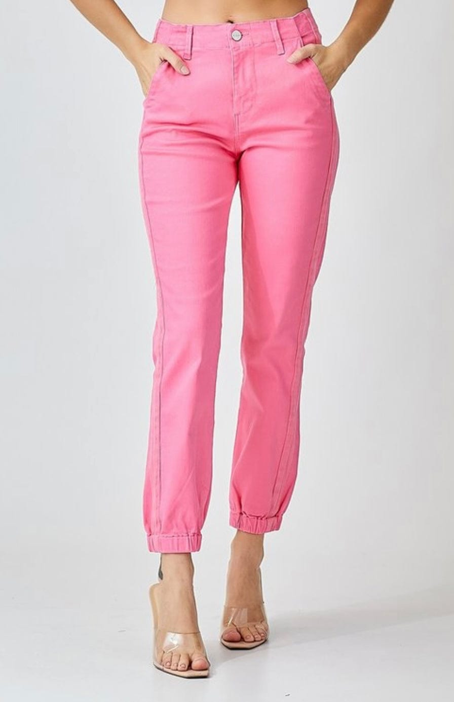 Pretty In Pink High Rise Jogger Jeans Risen Pants