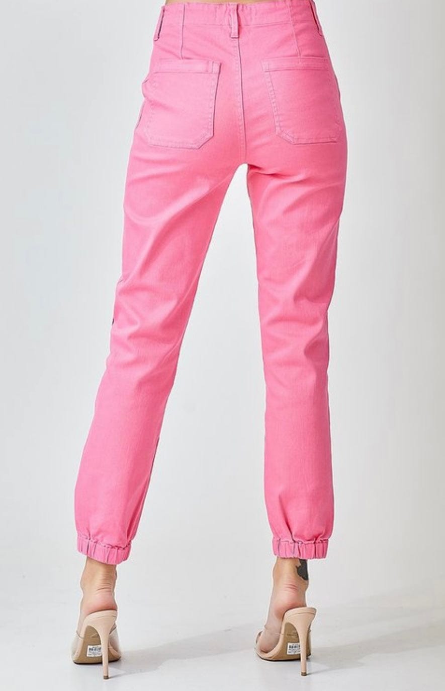 Pretty In Pink High Rise Jogger Jeans Risen Pants