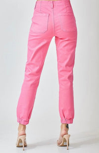 Thumbnail for Pretty In Pink High Rise Jogger Jeans Risen Pants