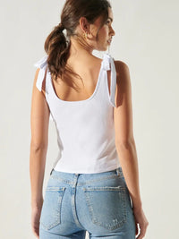 Thumbnail for County Line Ribbed Scoop Neck Tank with Tie Straps ~ White Sugar Lips Tank