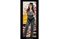 Thumbnail for Chasin' Cowboys Rhinestone and Stud Black Jumpsuit The Halo Bunny Jumpsuit