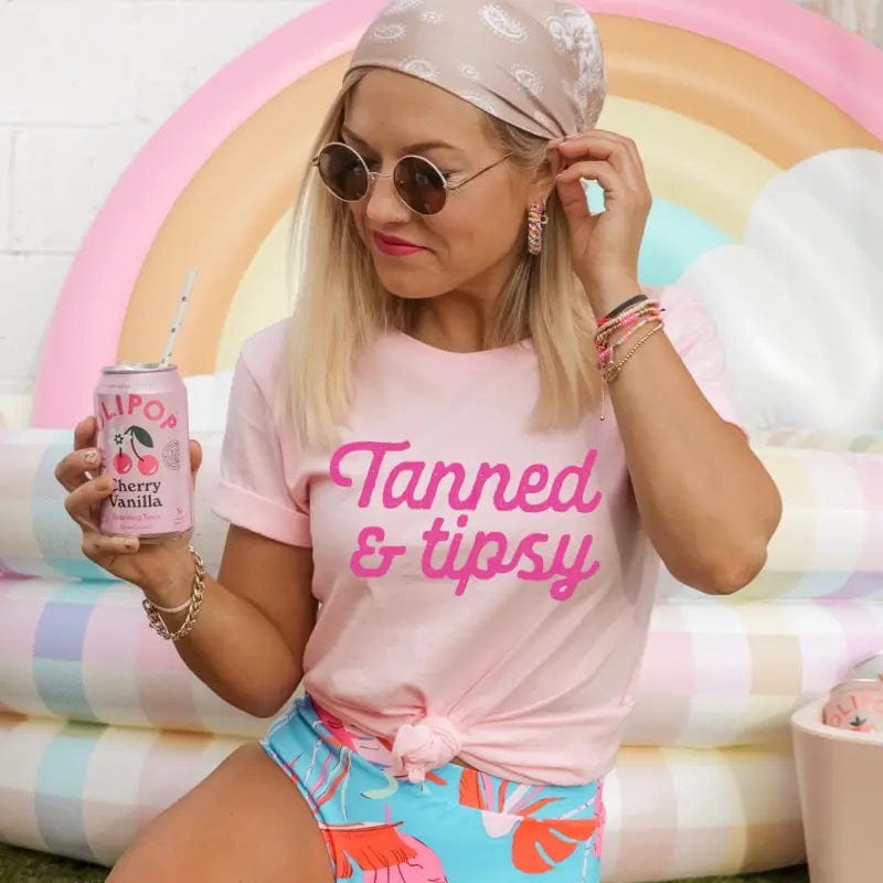 Tanned and Tipsy Pink T-Shirt Type A Tees Tee